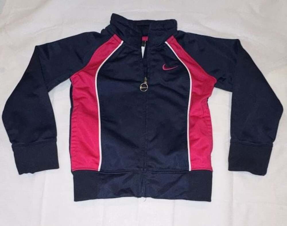 Nike Full Zip Track Jacket Size 5 Navy Blue Pink